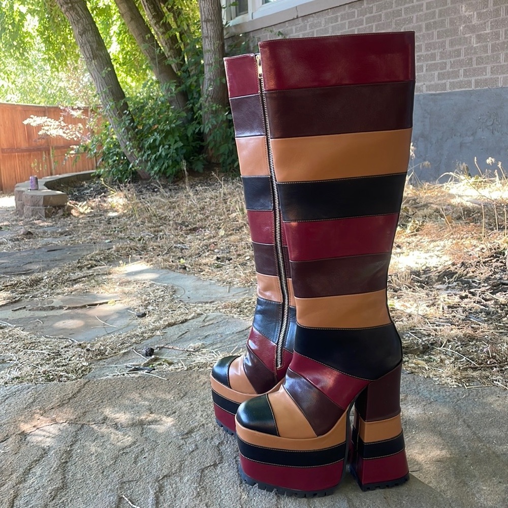 Current Mood striped platform boots